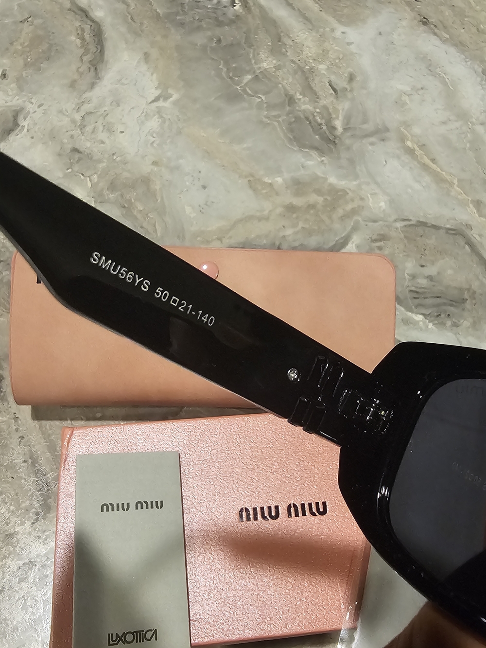 Miu Miu Black Rectangle Sunglasses with Gold Logo Accent - Picture 7 of 7